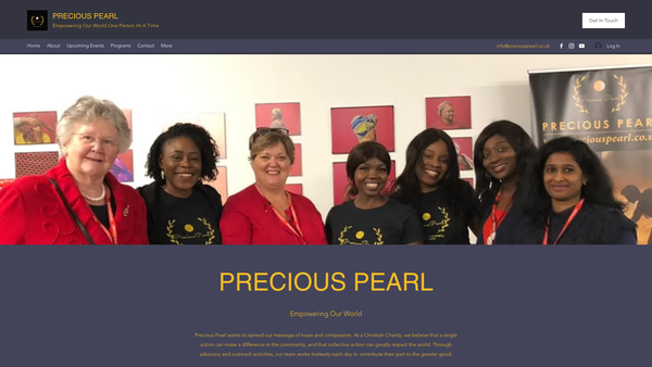 Screenshot of the Precious Pearl website