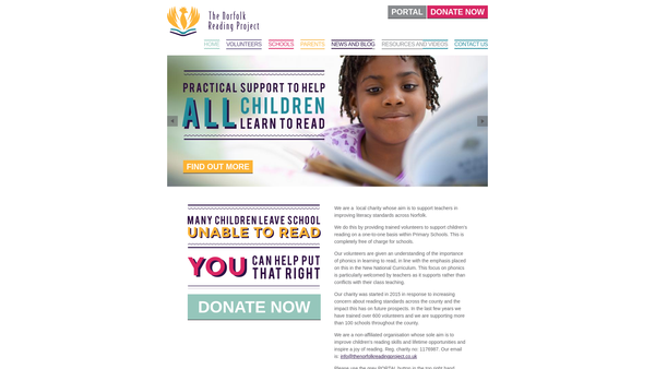 Screenshot of the The Norfolk Reading Project website