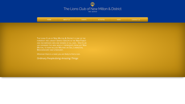 Screenshot of the Lions Club Of New Milton (CIO) website