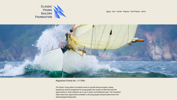 Screenshot of the The Classic Young Sailors Foundation website