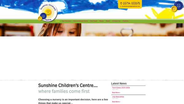Screenshot of the Sunshine Children's Centre website