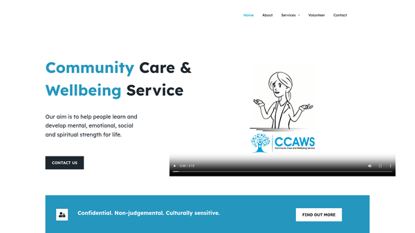 Screenshot of the Community Care And Wellbeing Service(ccaws) website