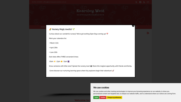 Screenshot of the Kearsley West PTA website