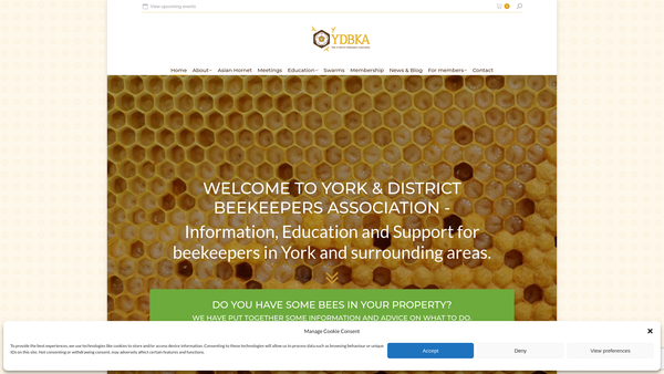 Screenshot of the The York And District Beekeepers' Association website