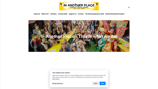 Screenshot of the In Another Place website