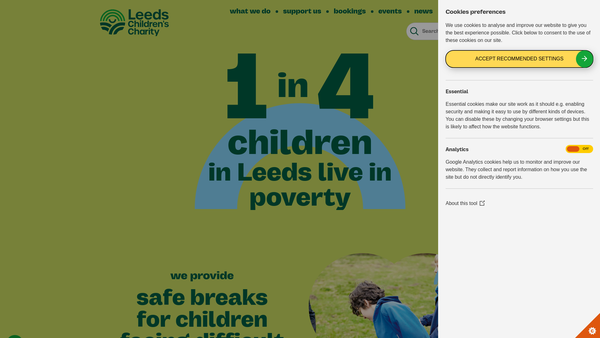 Screenshot of the Leeds Children's Charity At Lineham Farm website