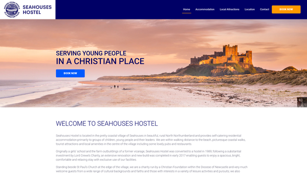 Screenshot of the Seahouses Hostel website