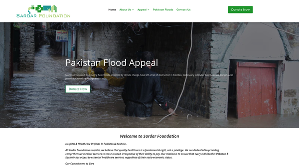Screenshot of the Sardar Foundation website