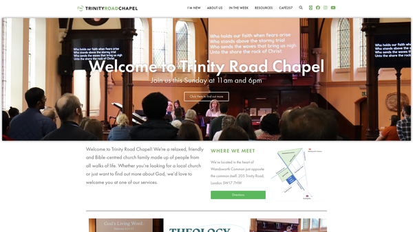 Screenshot of the Trinity Road Chapel website