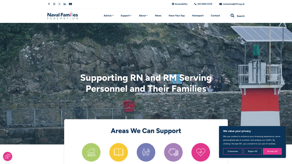 Screenshot of the Naval Families Federation website