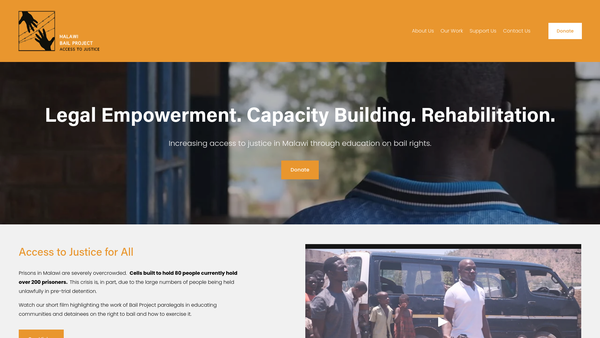 Screenshot of the Malawi Bail Project website