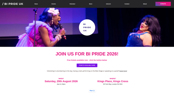 Screenshot of the Bi Pride UK website