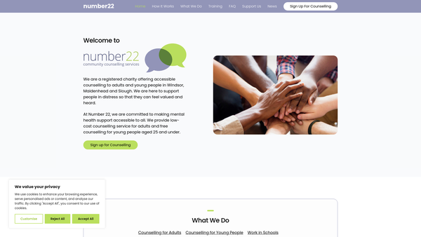 Screenshot of the Windsor & Maidenhead Youth And Community Counselling Service website