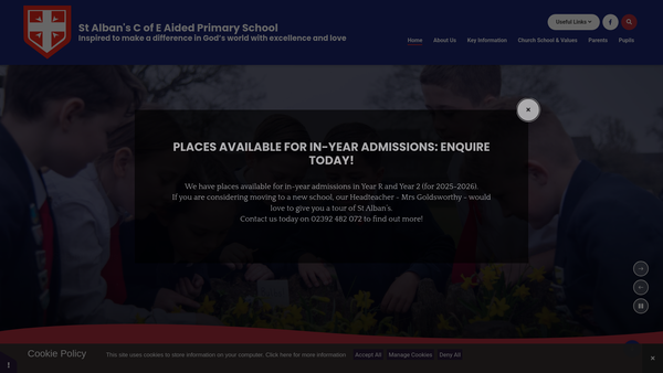 Screenshot of the St. Alban's C.of.e Primary School Home School Association website