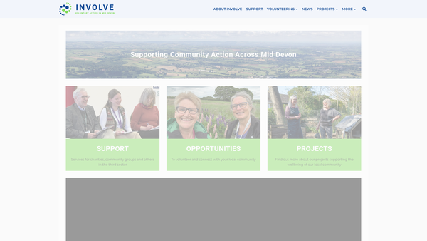 Screenshot of the Involve - Voluntary Action In Mid Devon website