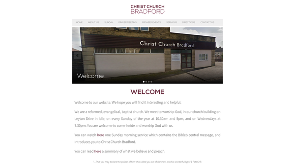 Screenshot of the Christ Church Bradford website