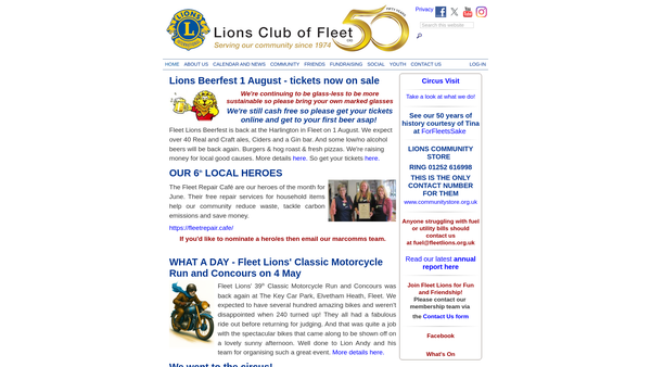 Screenshot of the Lions Club Of Fleet (CIO) website