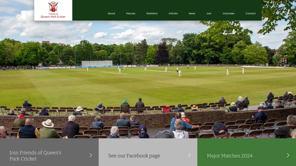 Screenshot of the Friends Of Queen's Park Cricket website