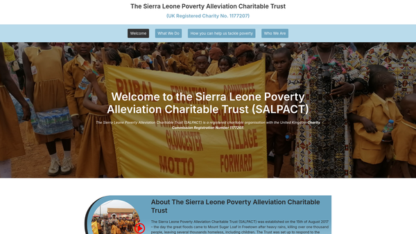 Screenshot of the The Sierra Leone Poverty Alleviation Charitable Trust website
