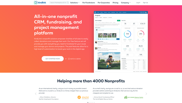Screenshot of the Kindlink Foundation website