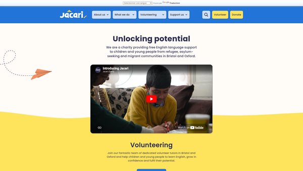 Screenshot of the Jacari website