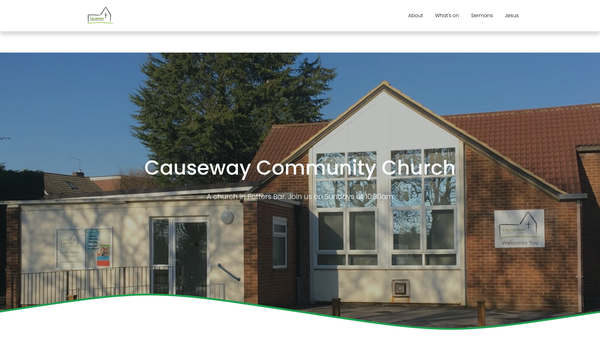 Screenshot of the Causeway Community Church website
