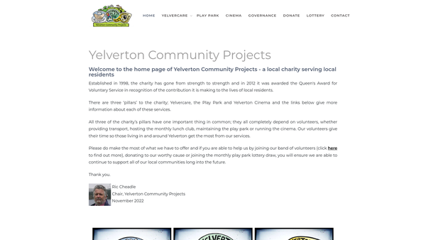Screenshot of the Yelverton Community Projects website