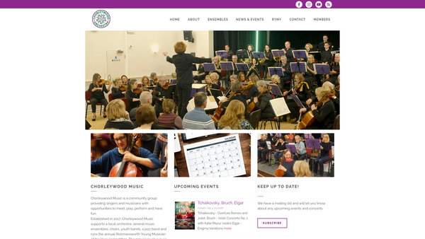 Screenshot of the Chorleywood Music website