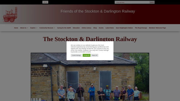 Screenshot of the The Friends Of The Stockton & Darlington Railway website