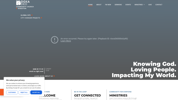 Screenshot of the Doxa Deo Community Church website
