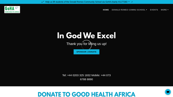 Screenshot of the Good Health Africa website