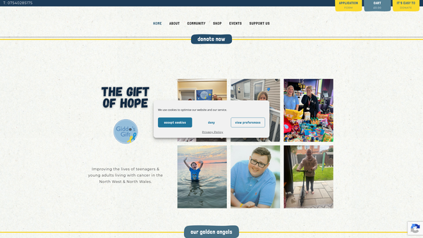 Screenshot of the Giddo's Gift website