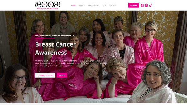 Screenshot of the Shaftesbury Breast Cancer Awareness website