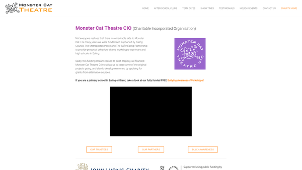 Screenshot of the Monster Cat Theatre CIO website