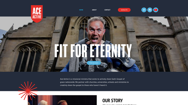 Screenshot of the Aceactive Ministry website
