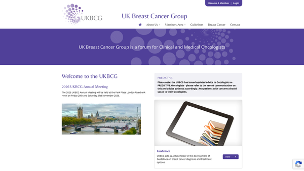 Screenshot of the UK Breast Cancer Group (Ukbcg) website