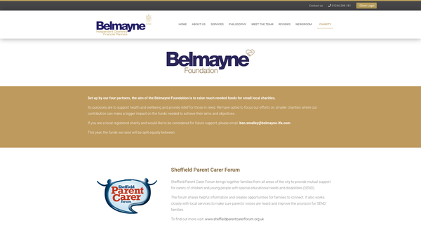 Screenshot of the The Belmayne Foundation website