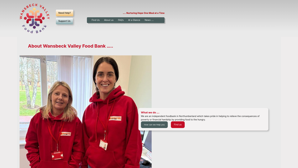 Screenshot of the Wansbeck Valley Food Bank website