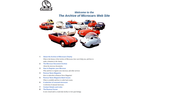 Screenshot of the The Archive Of Microcars website