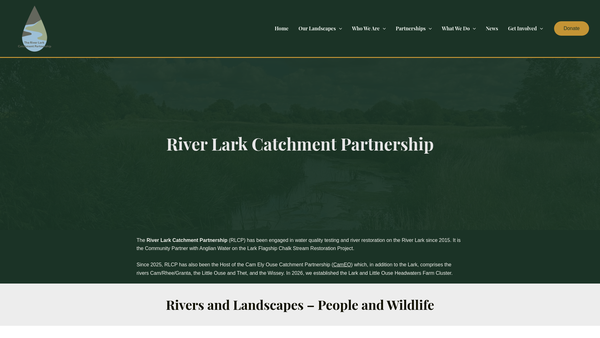 Screenshot of the River Lark Catchment Partnership website