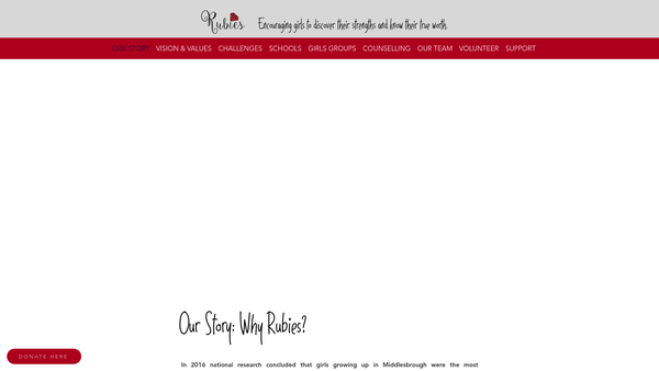 Screenshot of the Rubies website