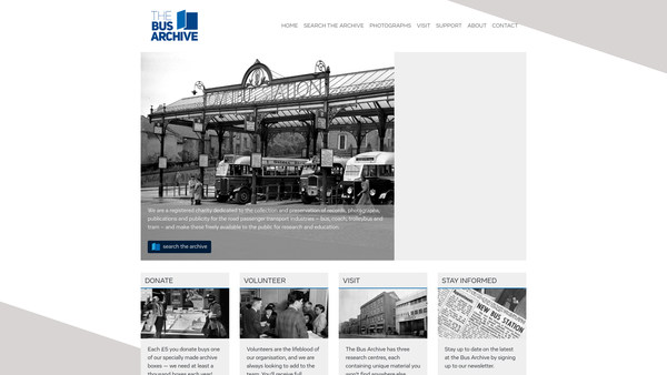 Screenshot of the The Bus Archive website