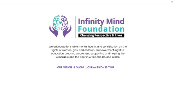 Screenshot of the Infinity Mind Foundation website