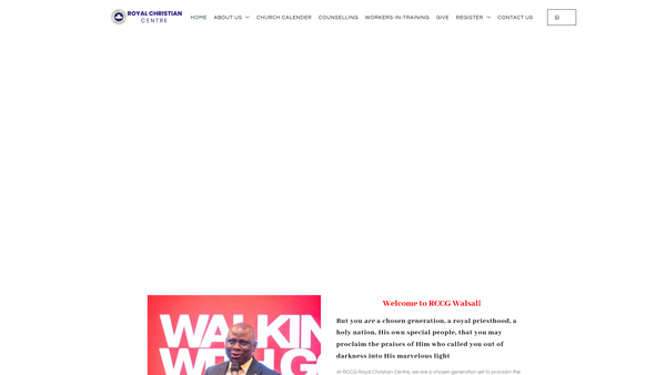 Screenshot of the The Redeemed Christian Church Of God Royal Christian Centre Walsall website