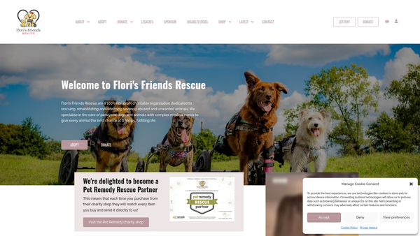 Screenshot of the Flori's Friends Rescue website