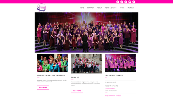 Screenshot of the Spinnaker Chorus website