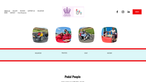 Screenshot of the Pedal People website