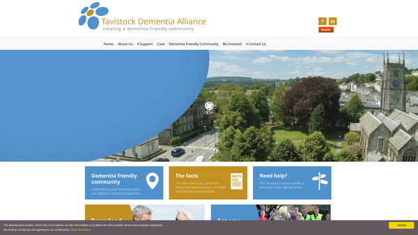 Screenshot of the Tavistock Dementia Action Alliance website