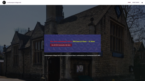 Screenshot of the Leckhampton Village Hall website