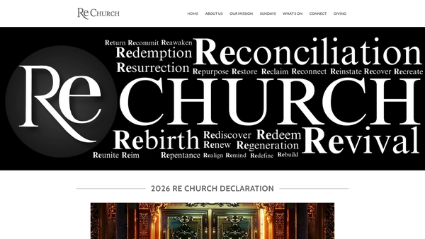 Screenshot of the Re Church website